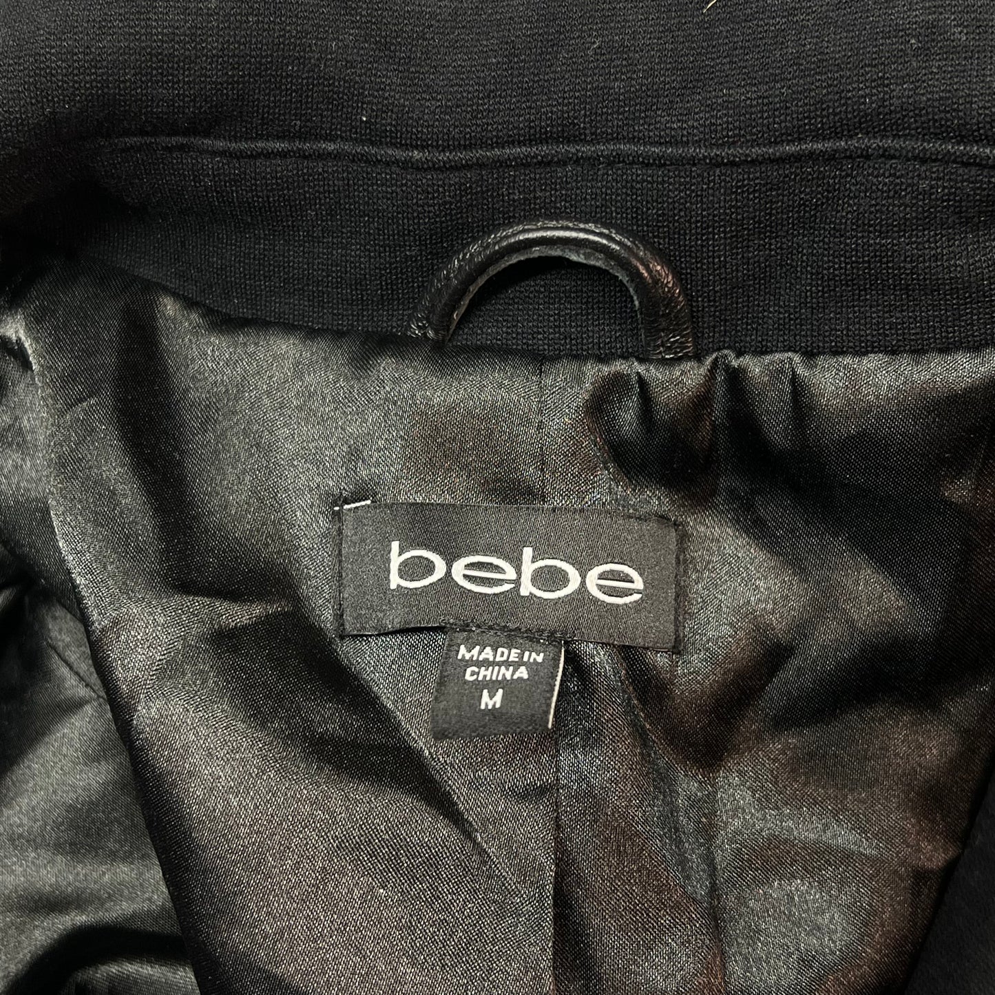 BEBE Studded Leather Button Closure Jacket Women's Sz M Black (Pre-Owned)