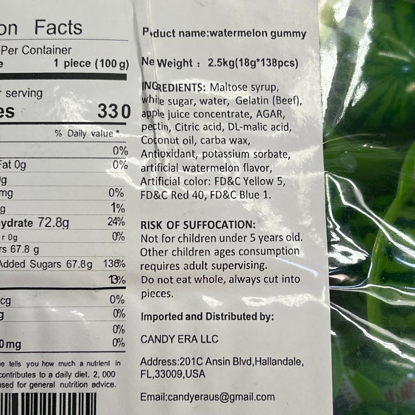 DEER DADA (5 LBS BAG) Individually Wrapped Watermelon Gummy Candy BB 05/26