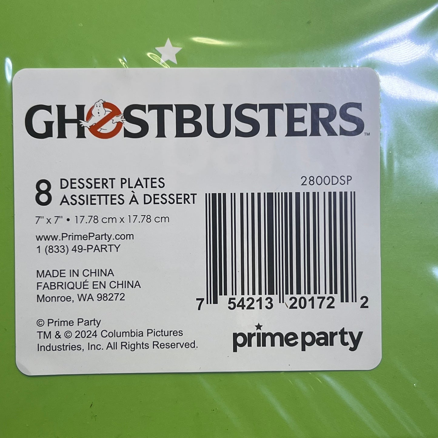 PRIME PARTY (5 PACK, 8 PLATES EACH) Ghostbusters Dessert Party Plates 7" 2800DSP