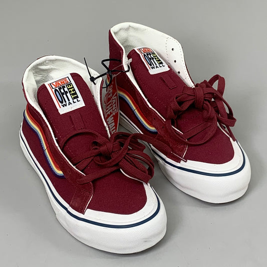 VANS Sk8-Hi Decon Rainbow Stripe Extra Toe Rubber Mens SZ 4 Womens Sz 5.5 Maroon