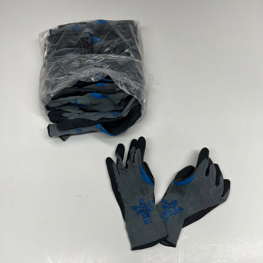 SHOWA (12 PACK) Coated Knit Gloves Rough Latex Unisex Sz L 10 Ga Grey 330L-09