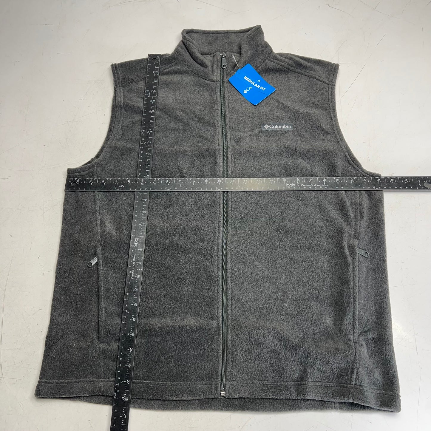 COLUMBIA Steens Mountain Full Zip Soft Fleece Vest Men's Sz L Grey AS1535-030