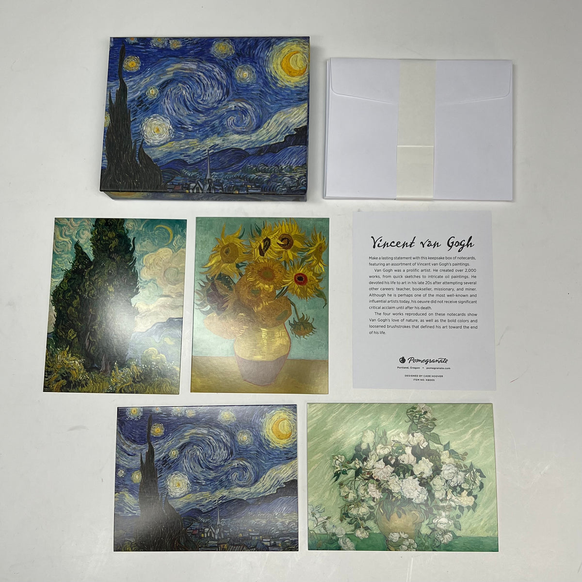 POMEGRANATE (2 PACK, 16 EACH) Vincent Van Gogh Notecards W/ Envelopes 4x5" KB005