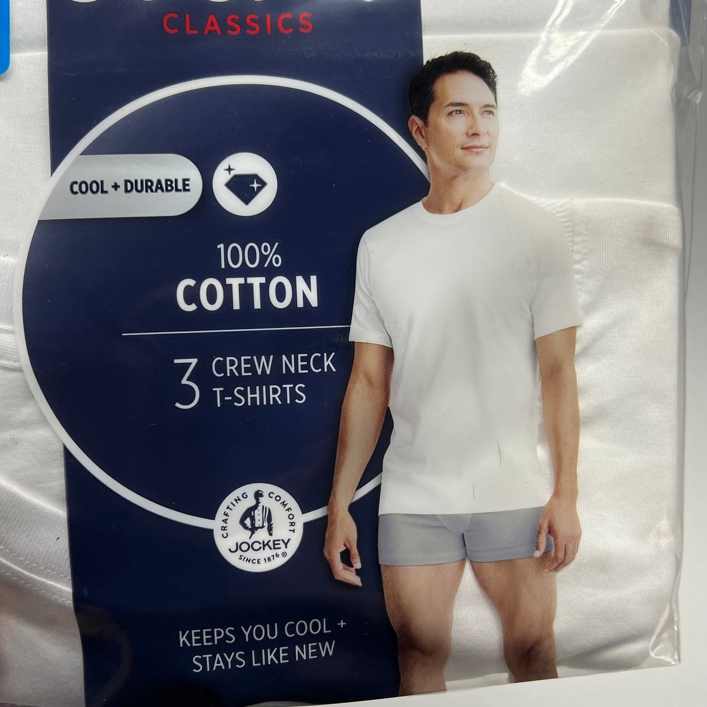 JOCKEY (2 PACK) Crew Neck T-shirts 100% Cotton Men's Sz M White 000980/100
