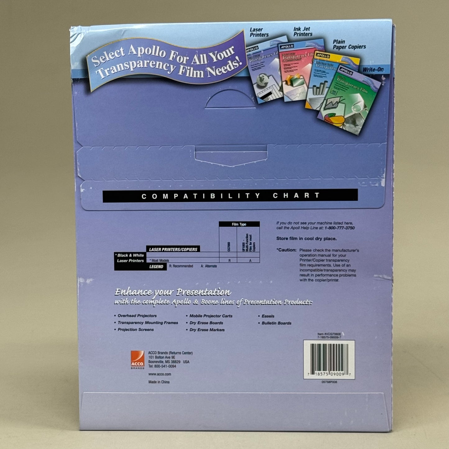 APOLLO (50 Sheets) Laser Printer Transparency Film  8.5"x11" Clear (New Other (Distressed Packaging))