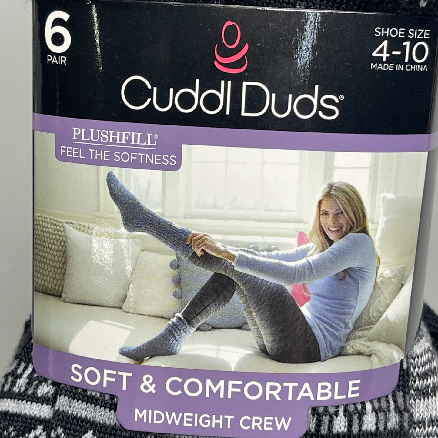 CUDDLE DUDS Super Soft Midweight Crew Socks 6 Pair Simply Taupe Sz 4-10 (New)