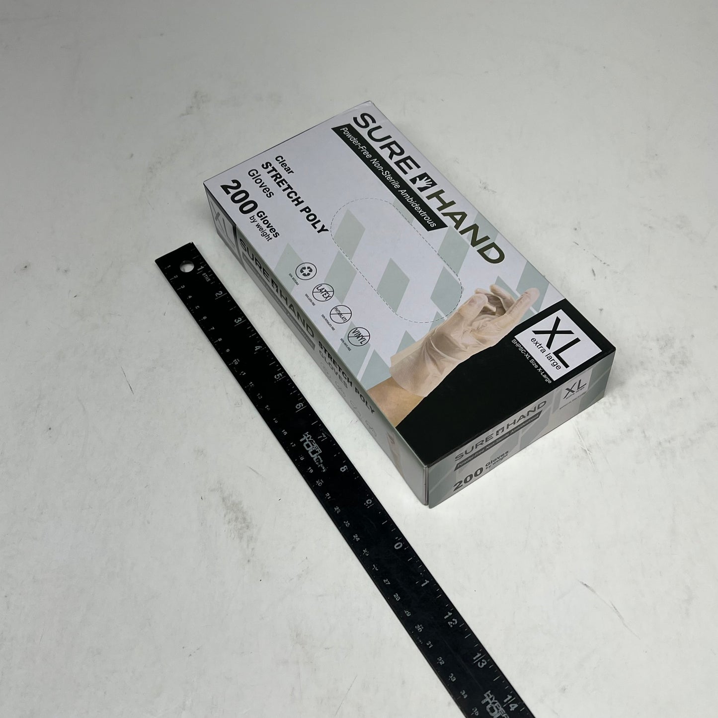 ZA@ SUREHAND (10 PACK) Powder Free Ambidextrous Stretch Poly Gloves Sz XL Clear (As-Is)