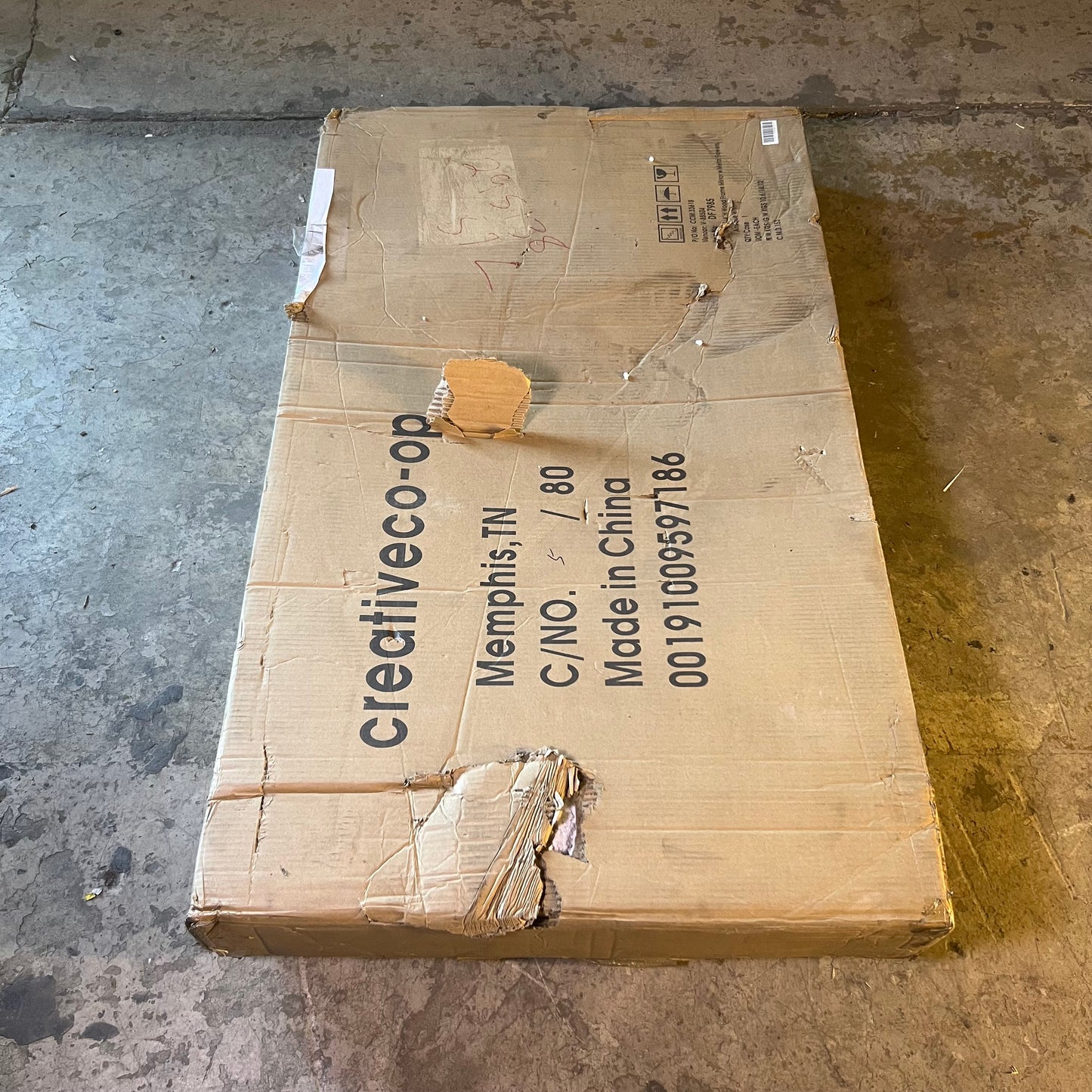 CREATIVECO-OP Wood Frame Mirror with Metal Flowers 49-1/4"H x 23.5"W Antique White DF7985 (New Other, Distressed Box)