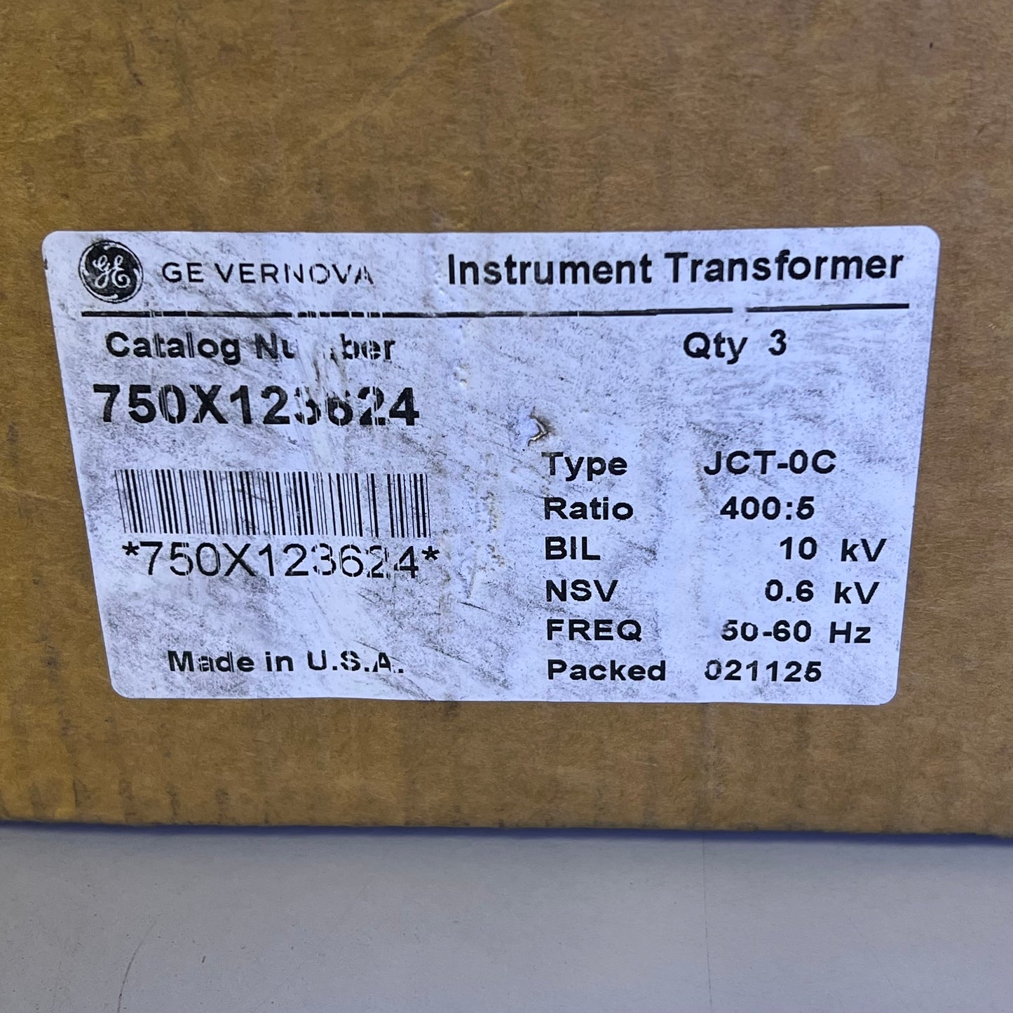 GENERAL ELECTRIC Vernova Current Instrument Transformer JCT-0C 600V 750X123624