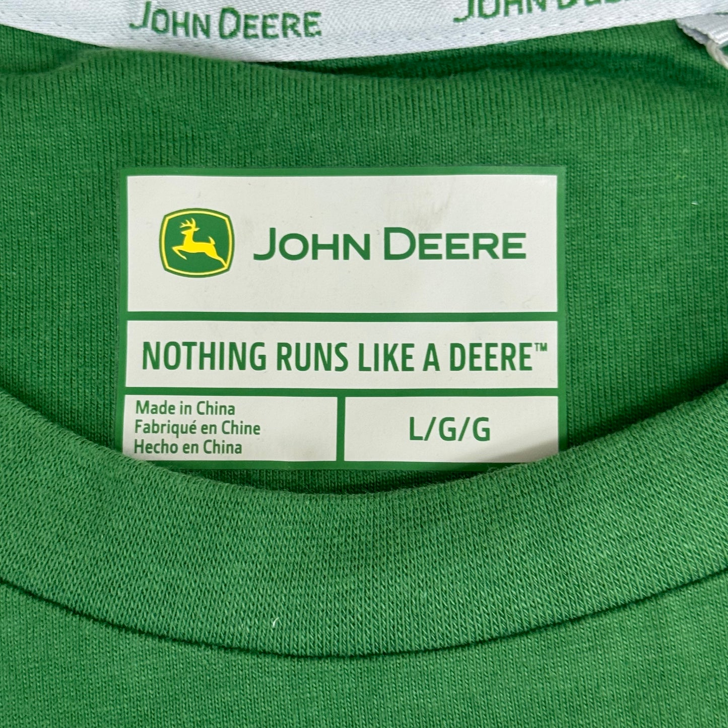 JOHN DEERE Embroidered Logo Short Sleeve Tee Shirt Men's Sz L Green 1896842