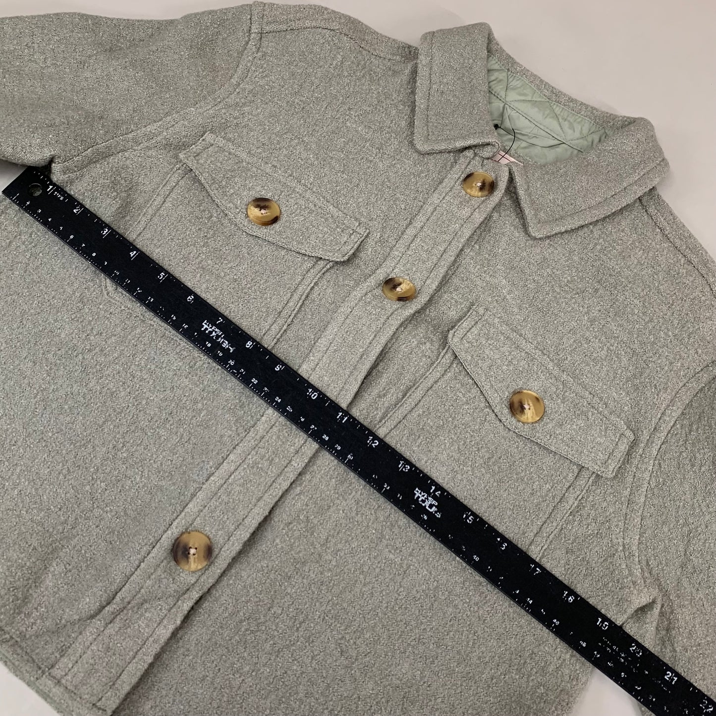 LEVI'S Front Button Cropped Jacket W/ Laydown Collar Women's Small Tea Green 595450040