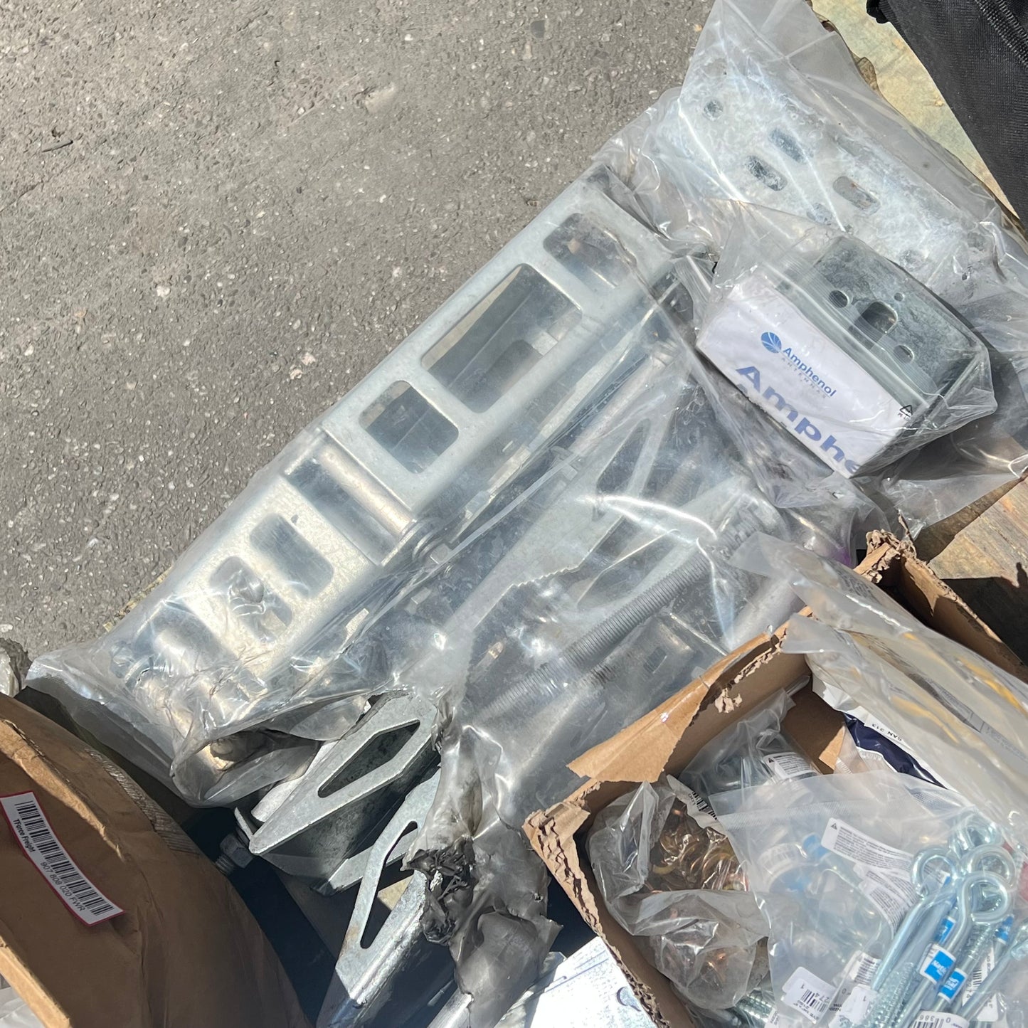 ZA@ Pallet of MIXED Hardware, Brackets, Electrical, Display Set Up Parts W/ Case & More (AS-IS)