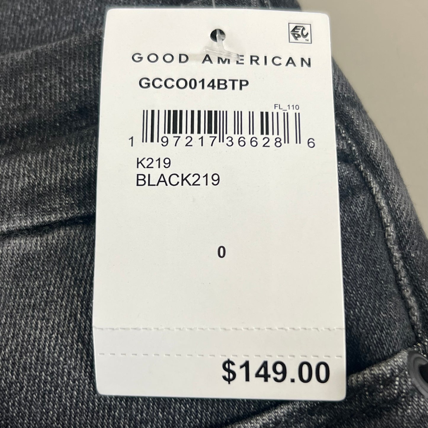 GOOD AMERICAN Good Classic High Rise Jeans Women's Sz 0 Black219 GCCO014BTP