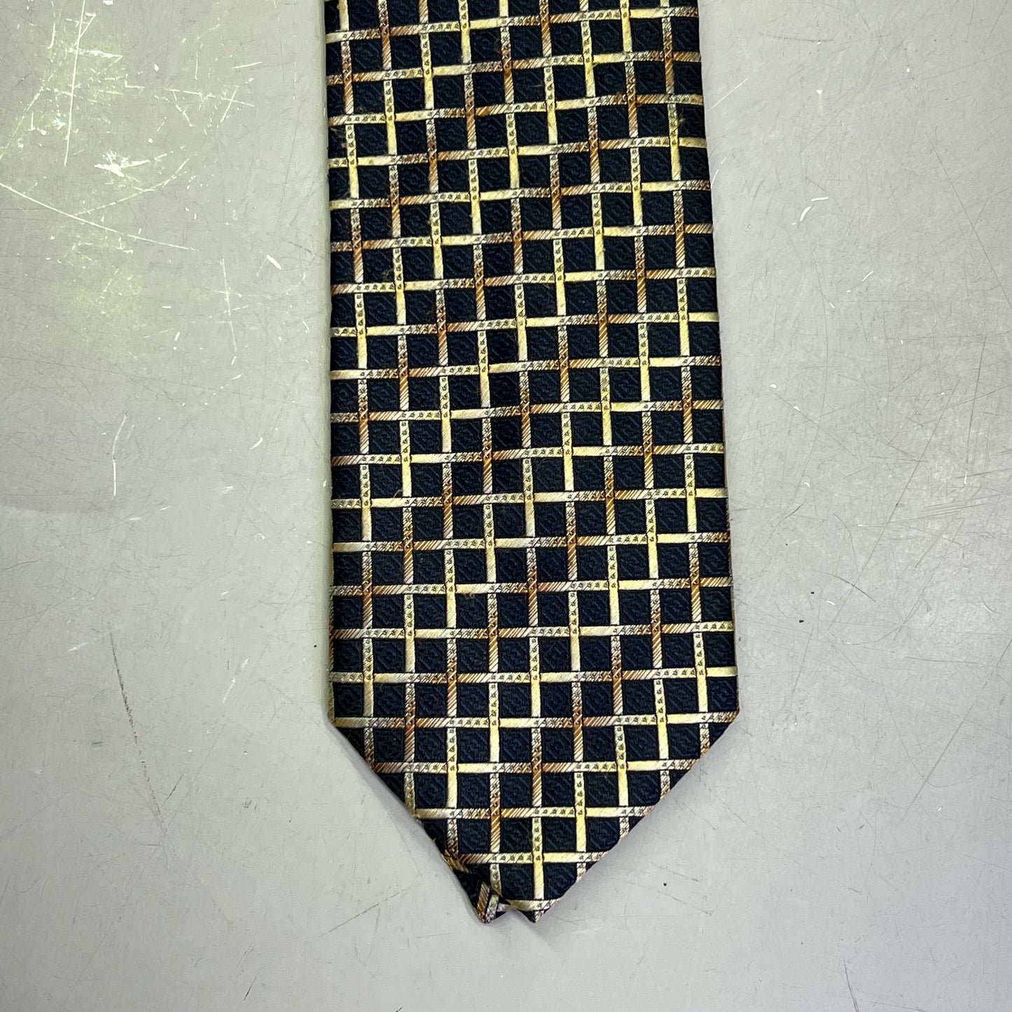 ALEXANDER JULIAN COLOURS Tile Design Tie 60" Gold/Black/Brown (Pre-Owned)