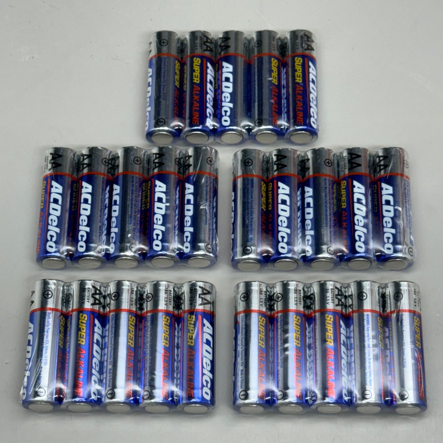 ACDELCO 5PK of 5 Alkaline Batteries AA 2”Lx1/2”W Gray and Blue