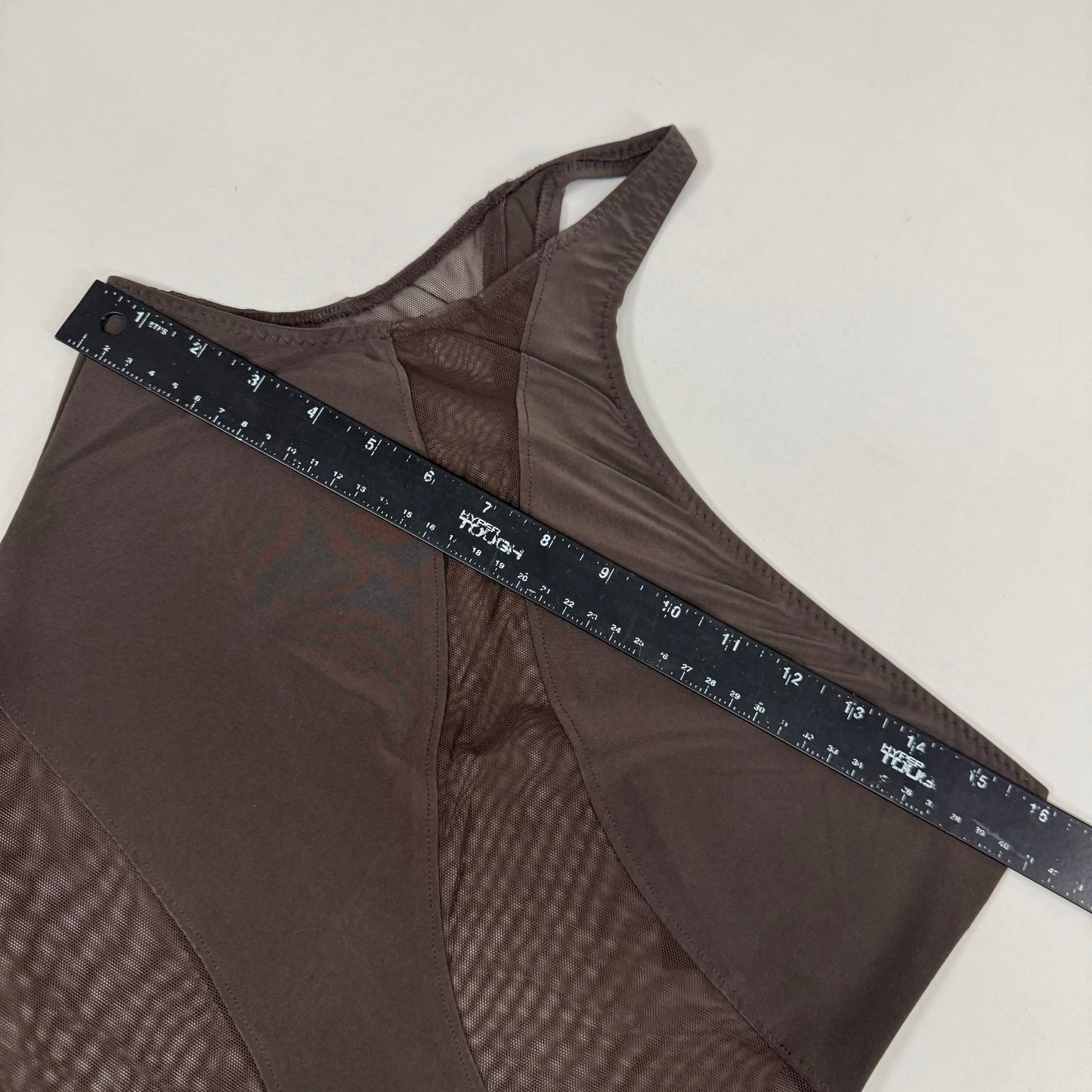 NORMA KAMALI One Shoulder Snake Mesh Catsuit Footsie Women's Sz XL/42 Chocolate