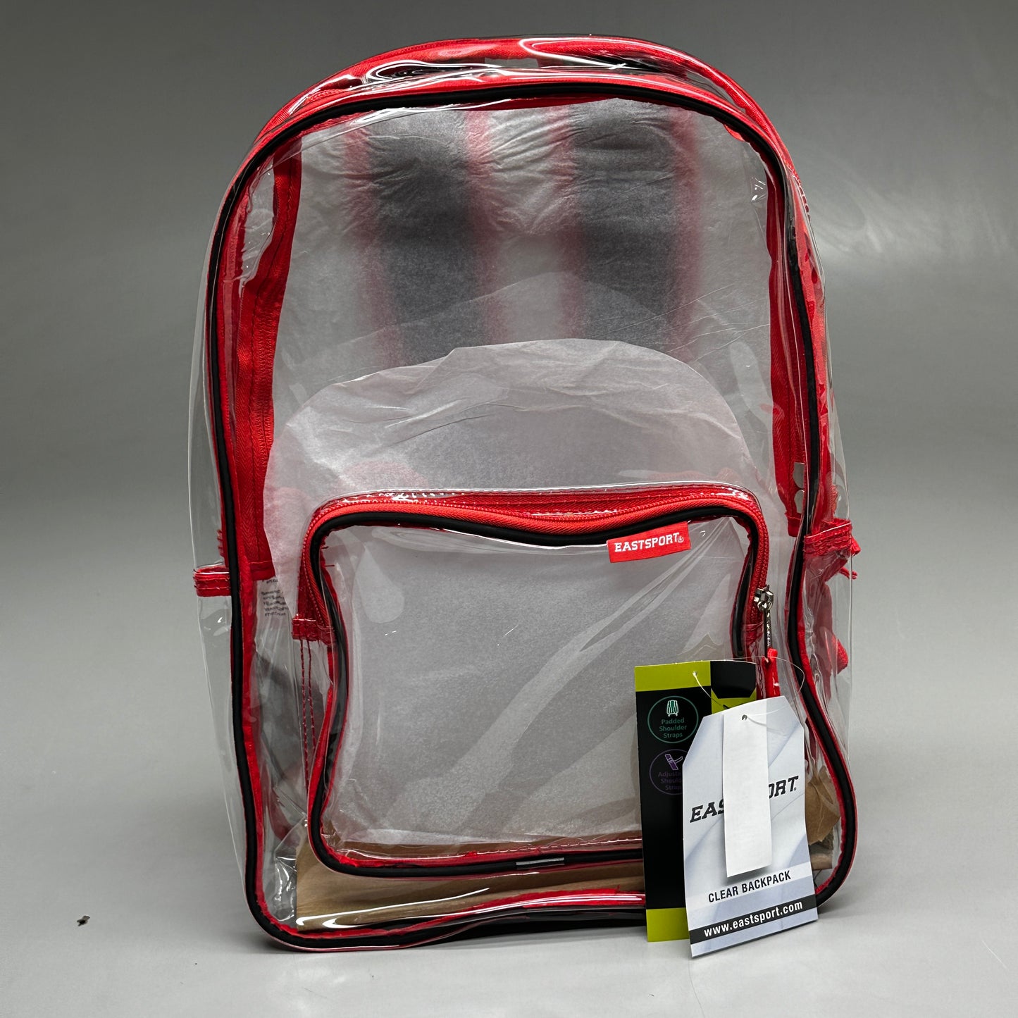 EASTSPORT Spark Clear Backpack 16"x12" Red/Black 190920PW-PLM