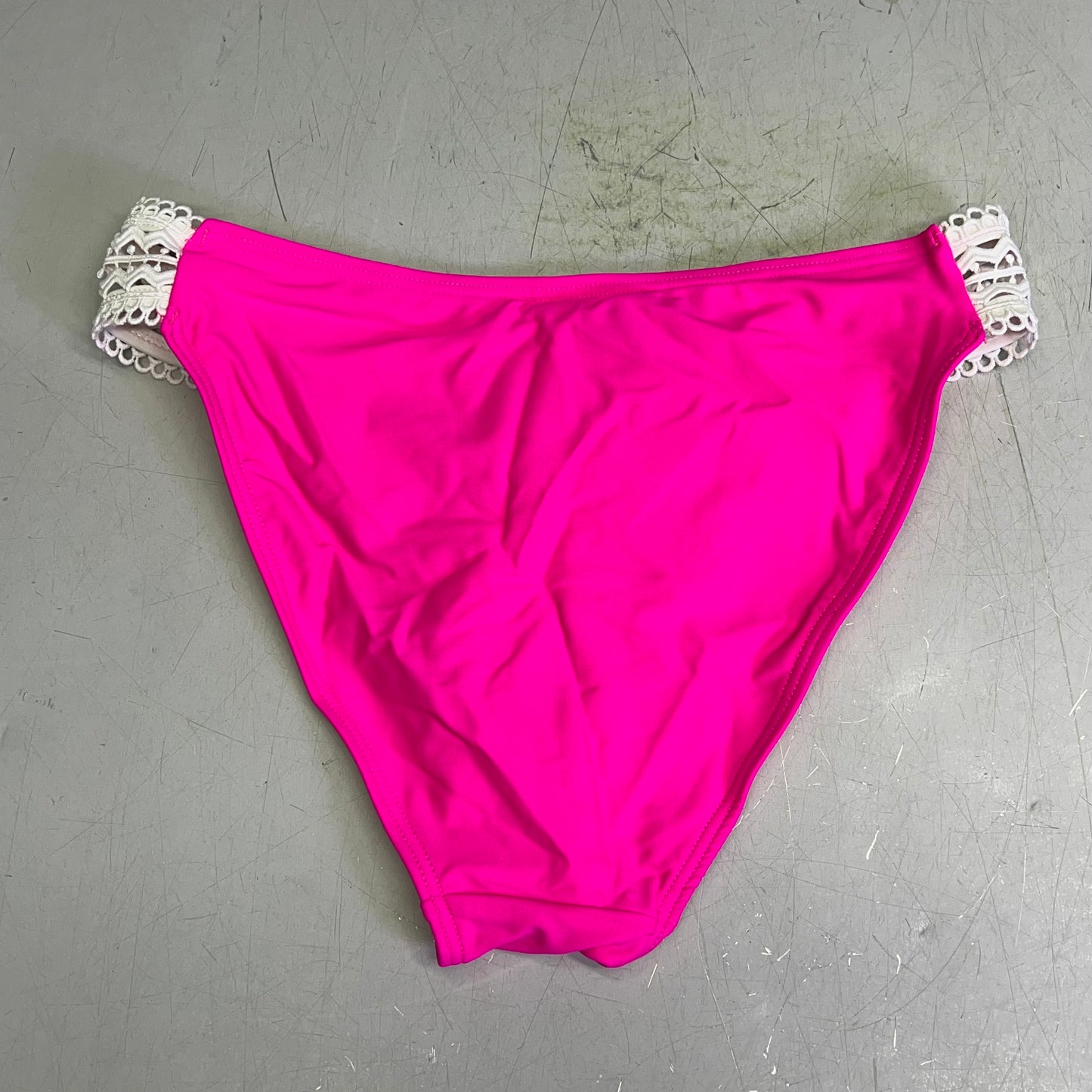 CHARMO Crochet Triangle High Waisted Bottom Bikini Set Women's Sz M Hot Pink