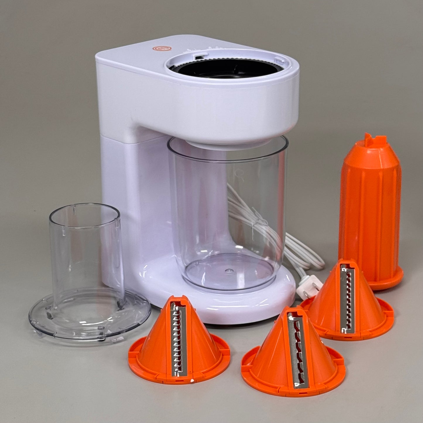 MASTERCHEF Electric Spiralizer includes 3 Spiral Blades 12" x 9.5" White/Orange