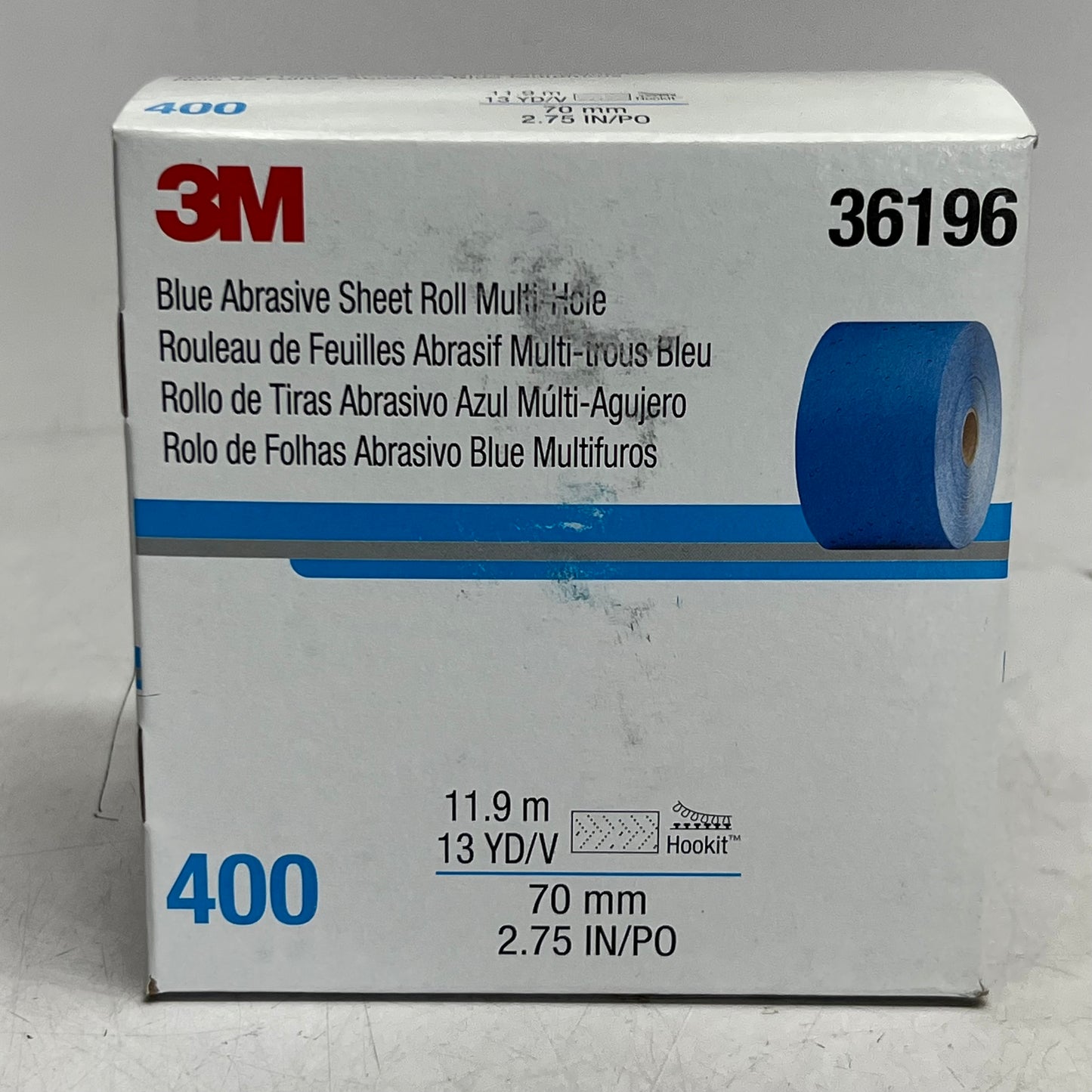 3M Hookit Blue Abrasive Sheet Roll Multi Hole 13YD Blue 36196