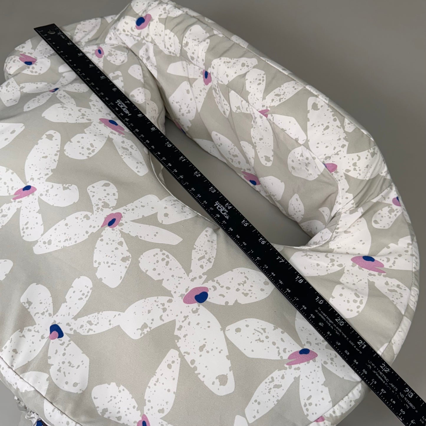 ZA@ MY BREAST FRIEND Original Side Pocket Nursing Pillow Support Floral Grey 22" x 15"