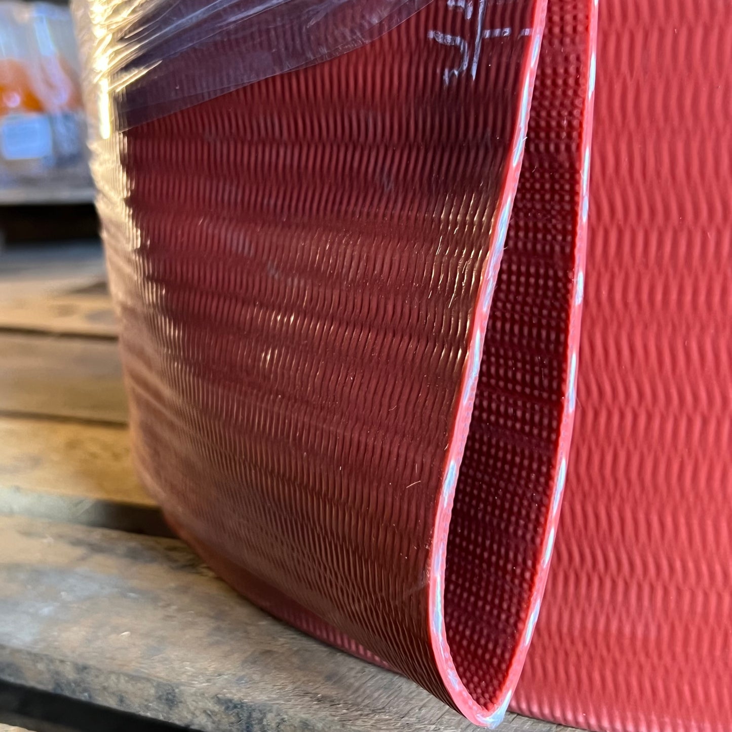 100' PVC Brick Red Water Discharge Hose 115 Psi 8"ID/8.19" Nominal R-50RJ-0800-100