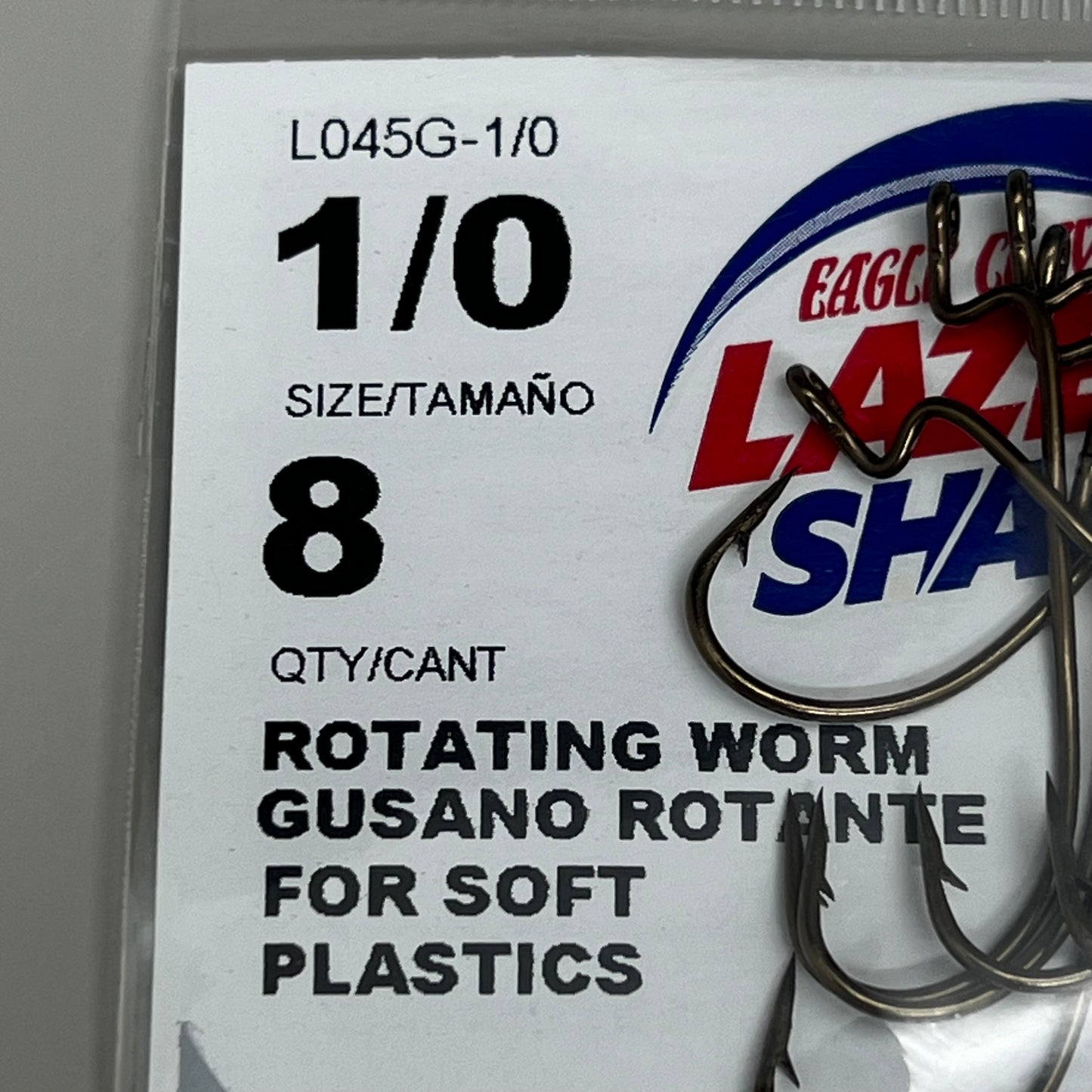 EAGLE CLAW (5 PACK) Rotating Worm/for Soft Plastics Bronze #1/0 8pc L045G-1/0