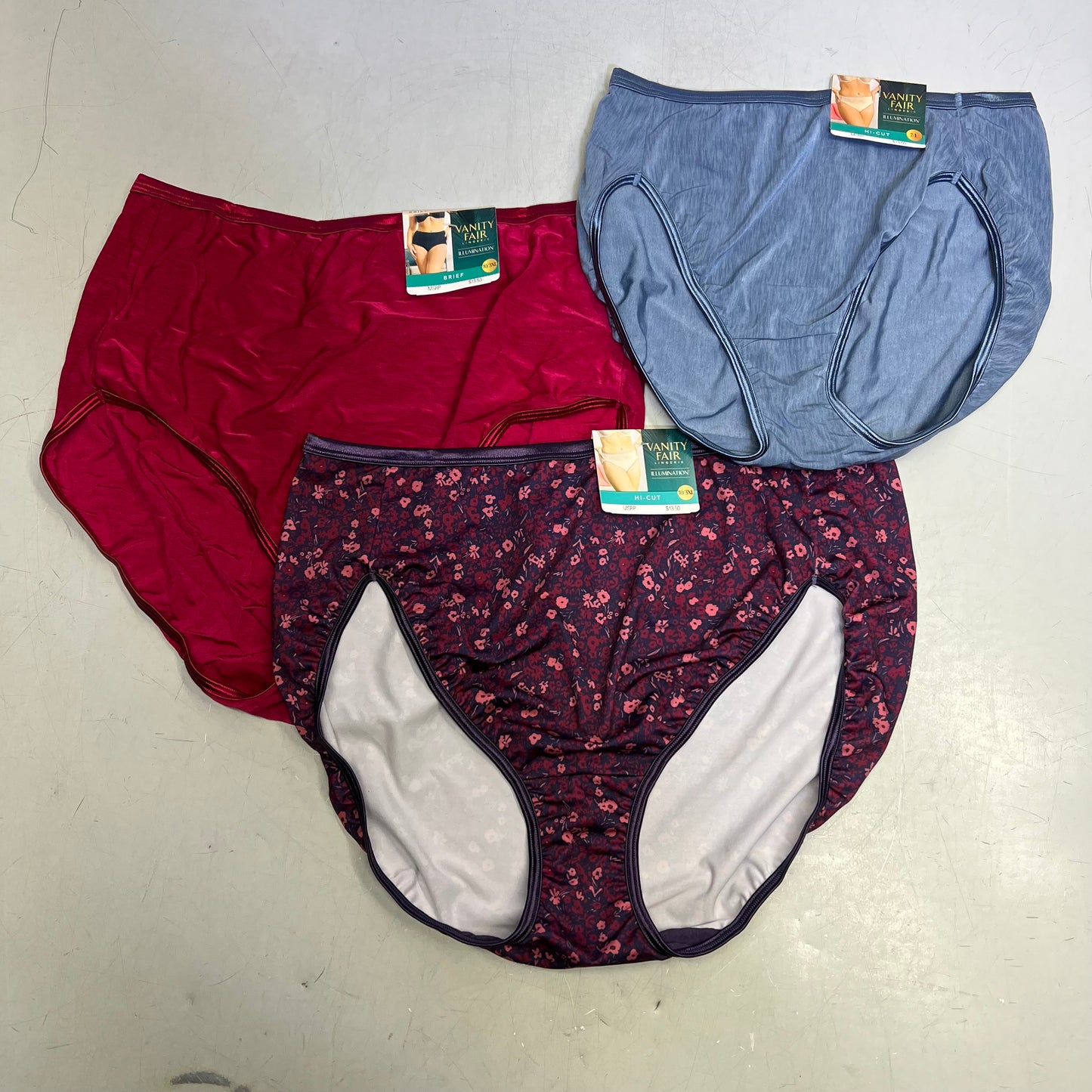 ZA@ VANITIY FAIR Lot Of Assorted Silky Stretch Soft Underwear Women's Variety Sz Red/Blue/Floral