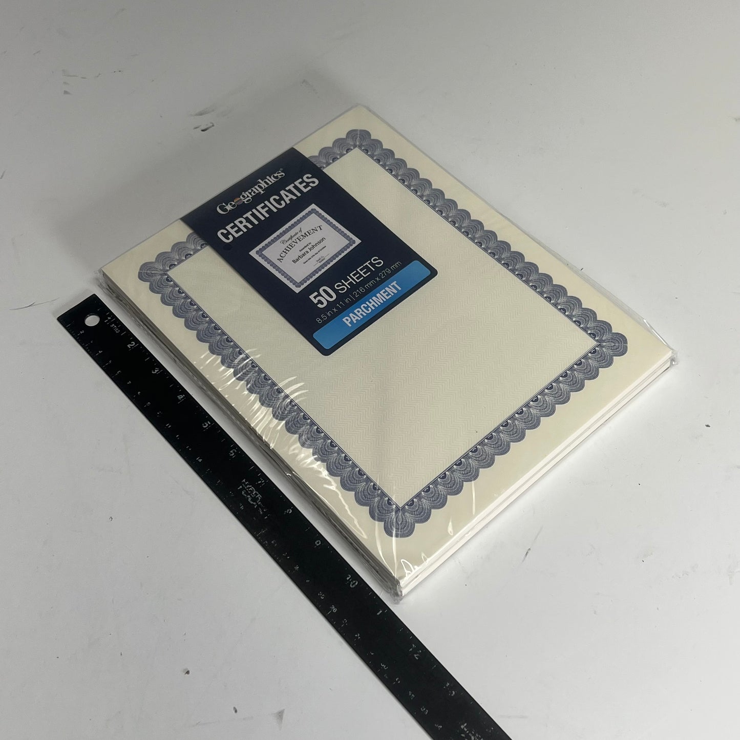 ZA@ GEOGRAPHICS  (2 PACK, 50 SHEETS EACH) Certificates  8.5"x11" Blue/Off White 20008E