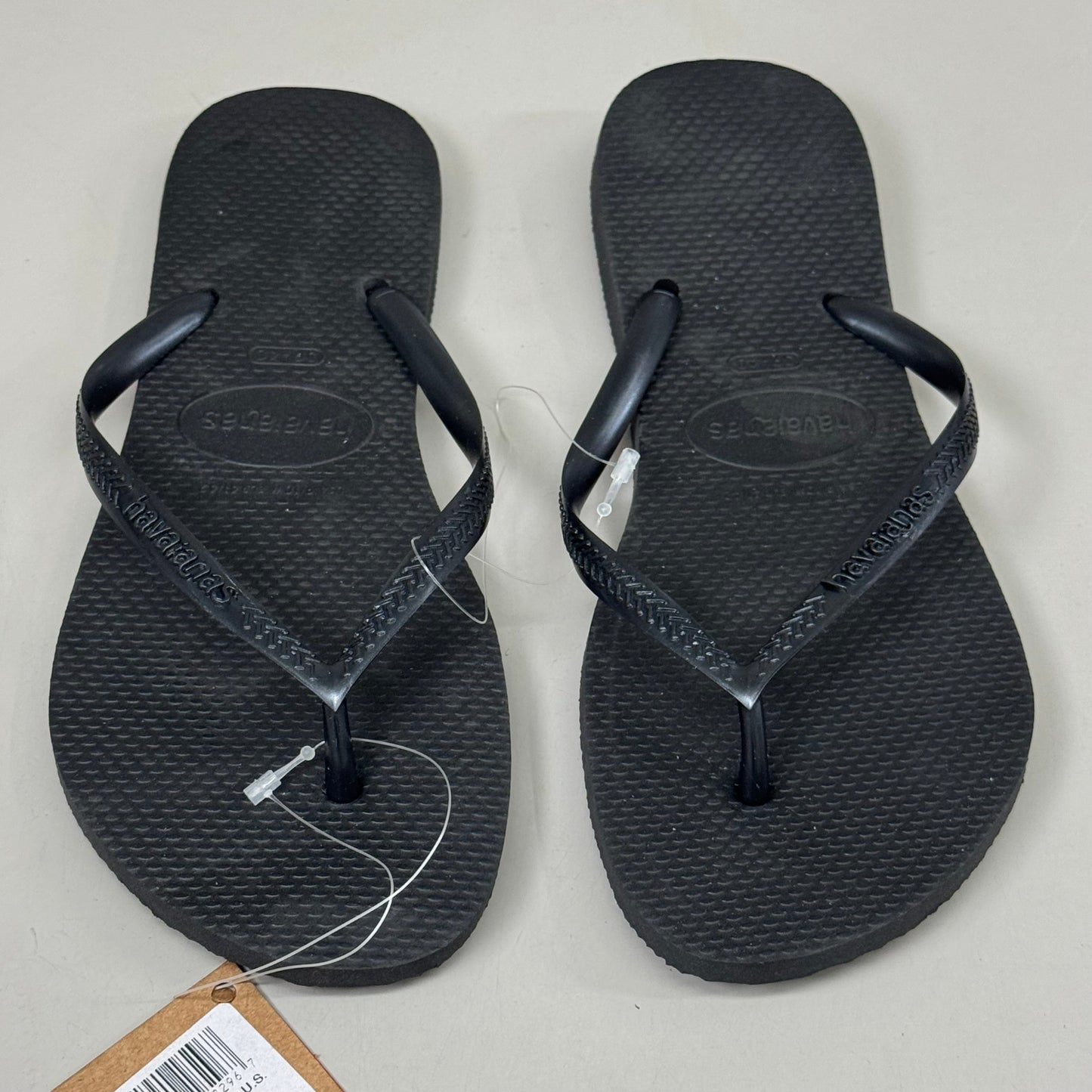 ZA@ HAVAIANAS High Quality Rubber Slim Flip Flops Non-Slip Women's 9/10 Black 400030 B