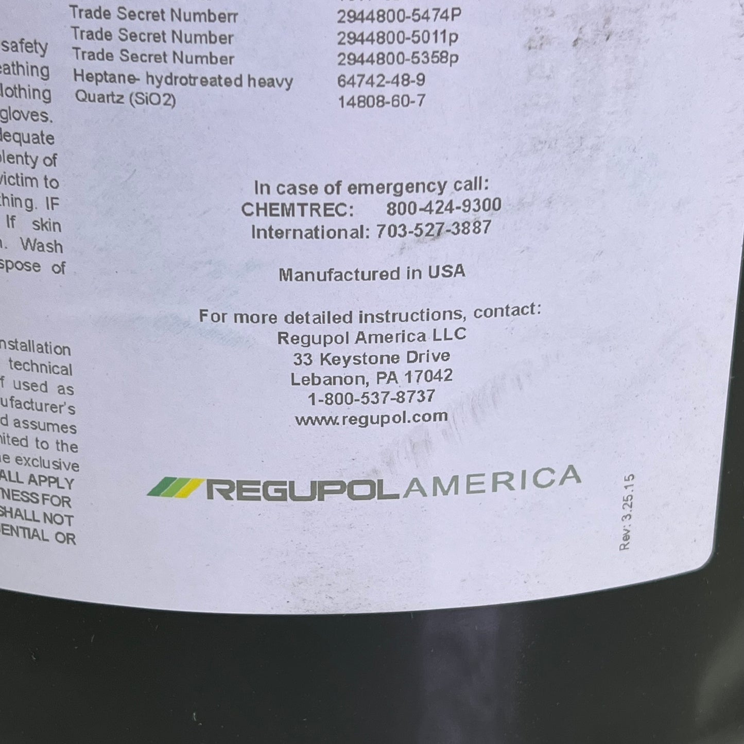 REGUPOL Premium Polyurethane Rubber Flooring Adhesive Made In USA 5 Gal PU350