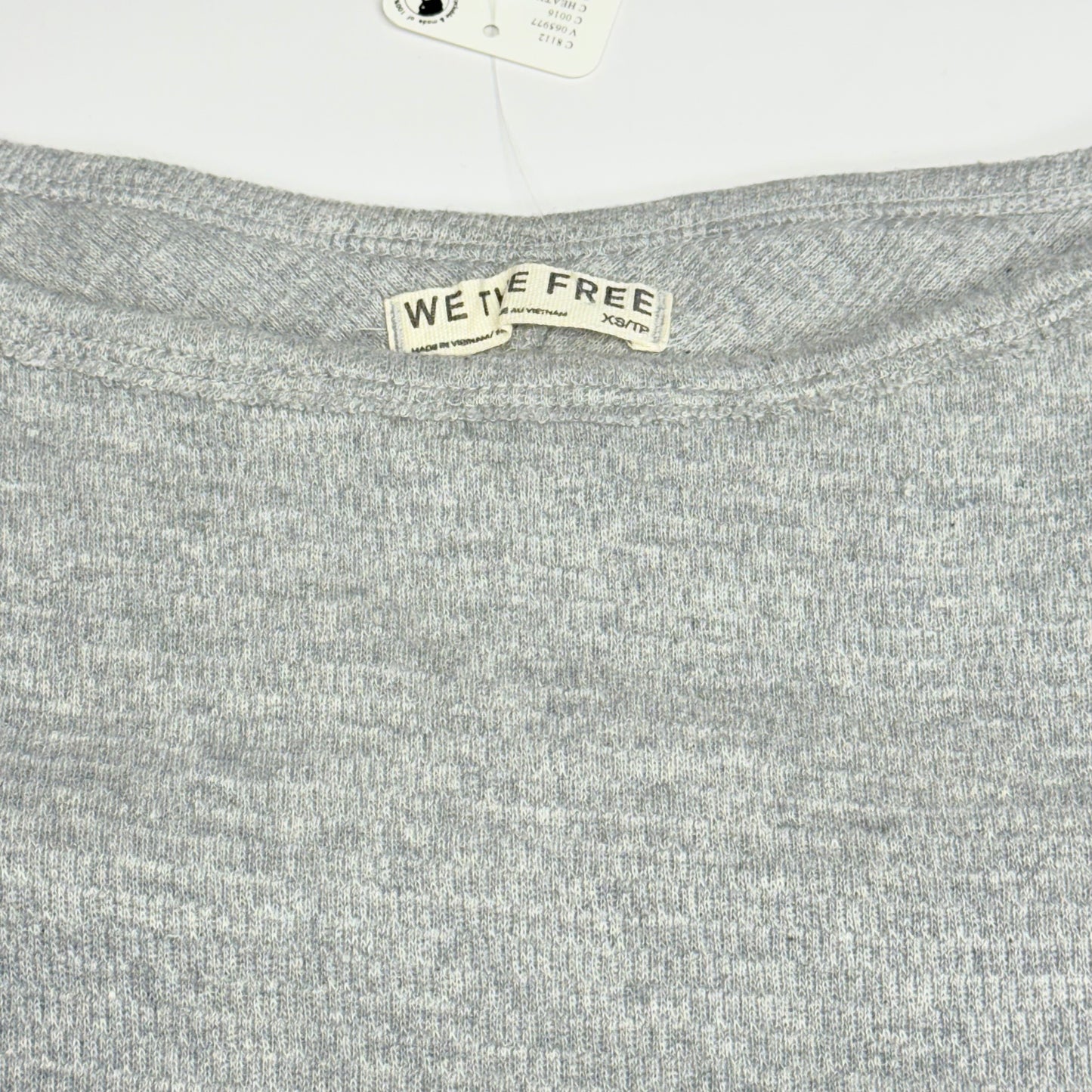 FREE PEOPLE Jess Long Sleeve Sz XS Textured Cotton Blend - Heather Grey 100275080