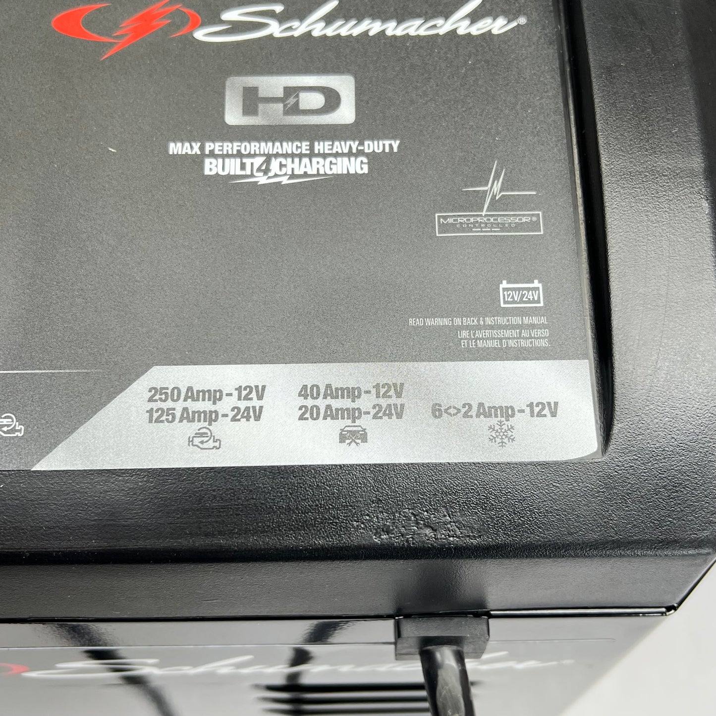 SCHUMBACHER Heavy Duty Wheeled Battery Charger 12/24 Volt 6-2/40/250 Amp SC1352