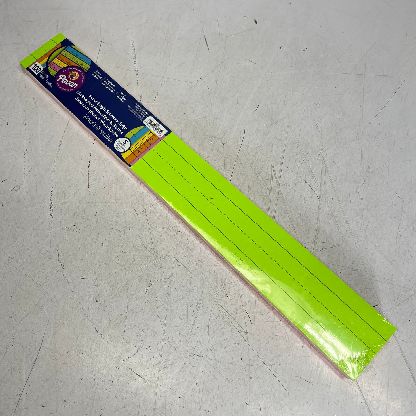 PACON (2 PACK, 100 EACH) Sentence & Learning Strips 3" x 24" Assorted Neon 1733