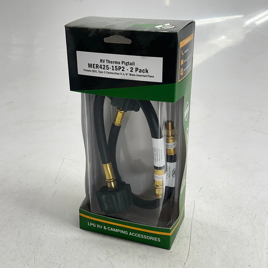 MEC Rv Thermo Pigtail Type 1 Connection 15" 1/4" Invert Flare MER425-15P-2 PACK