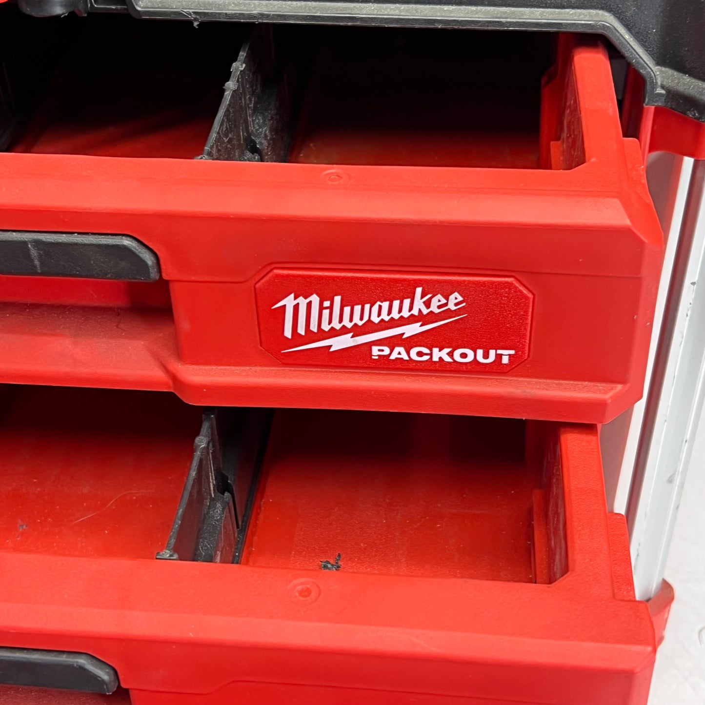 ZA@ MILWAUKEE Packout Modular 3-drawer Tool W/ Metal Reinforced Corner  Red/White |(Used)