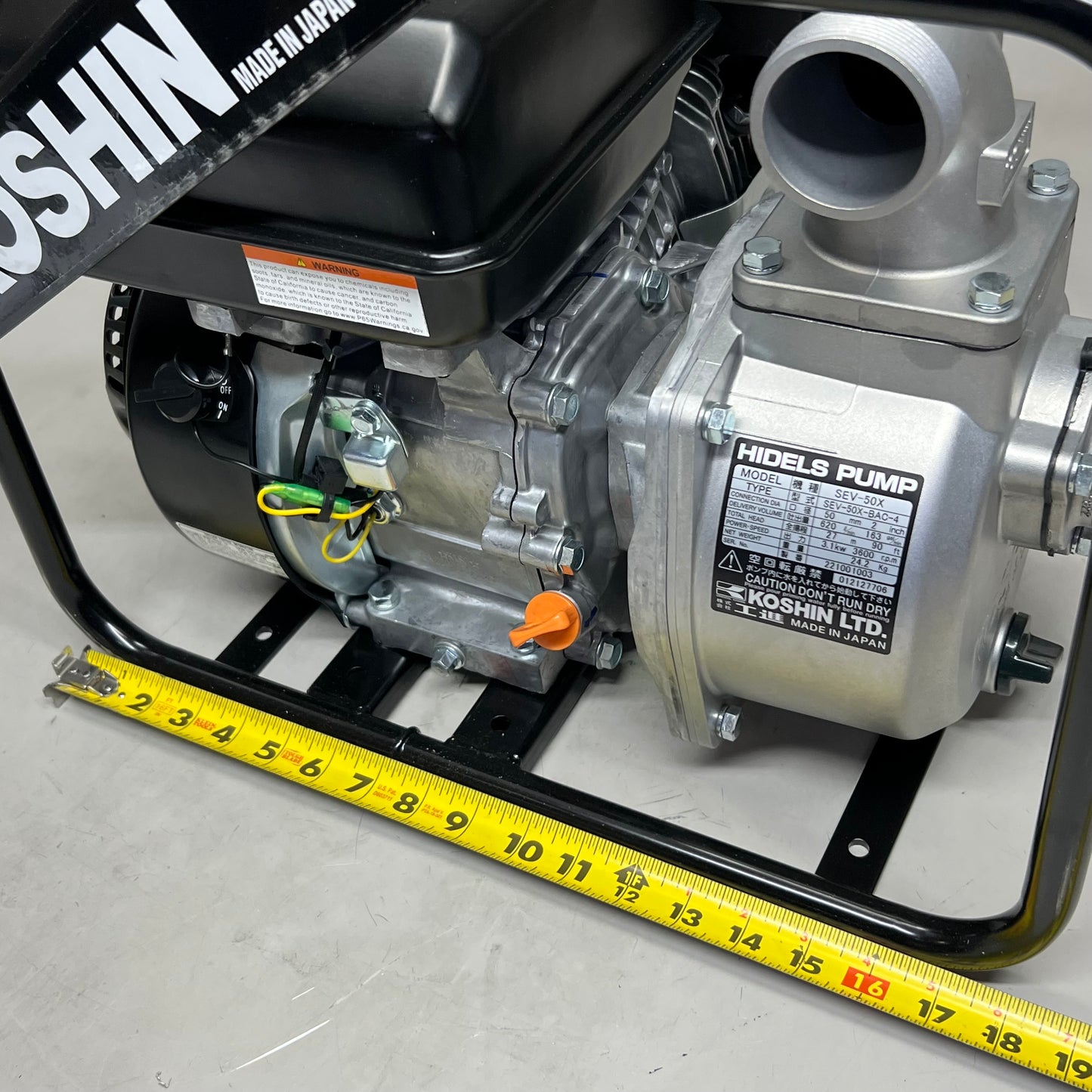 KOSHIN K180-3 Water Pump Sz 18" L x 15" W x 15" H, Grey & Black SEV-50X