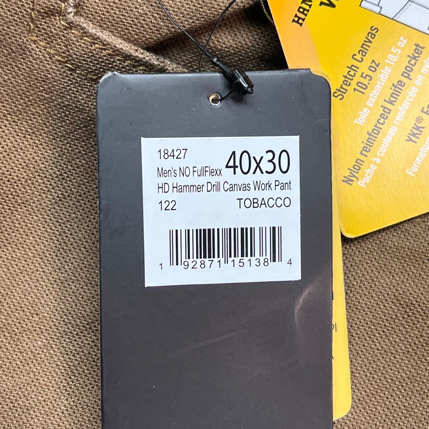 NOBLE OUTFITTERS Full Flex HD Hammer Canvas Work Pant Men's Sz 40x30 Tabacco