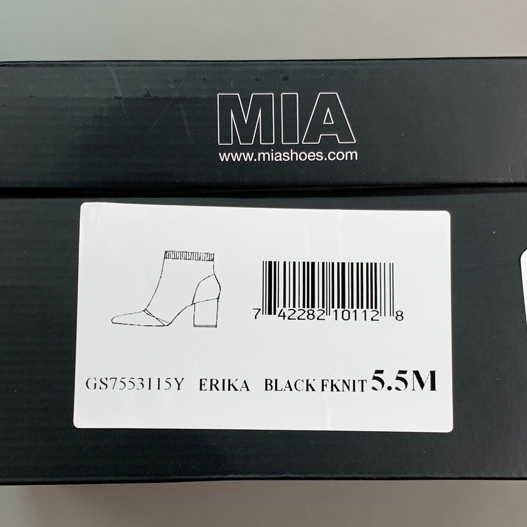 MIA Erika Fly Knit Booties Dress Boots Black 2” Heel Sz 5.5 GS7553115Y (New)