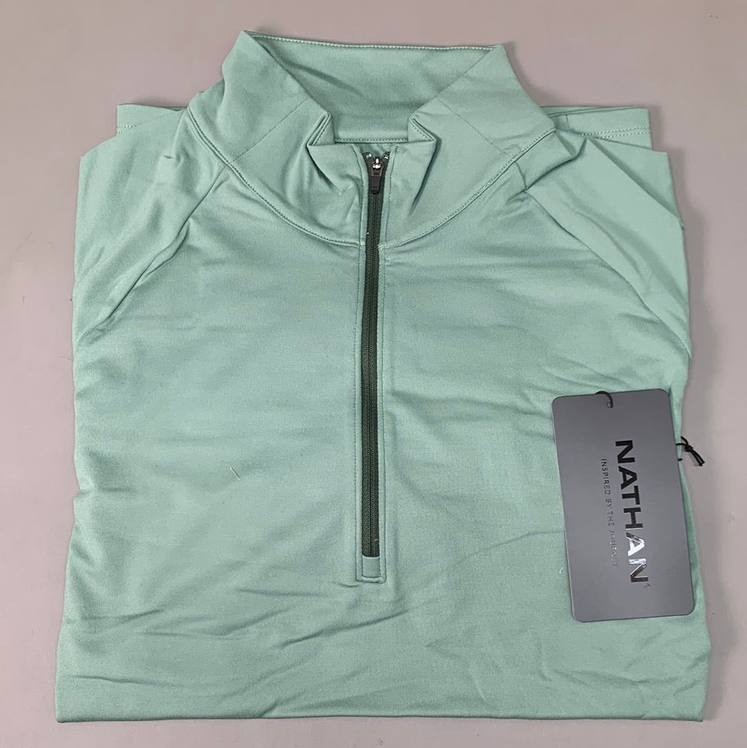 NATHAN Tempo 1/4 Zip Long Sleeve Shirt 2.0 Men's Medium Sage Green NS50960-50125-M (New)
