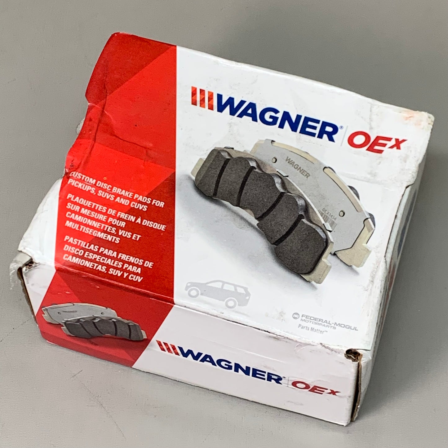 WAGNER OEx Ceramic Disc Brake Pad Set 4 1/2" x 2" Grey OEX1281