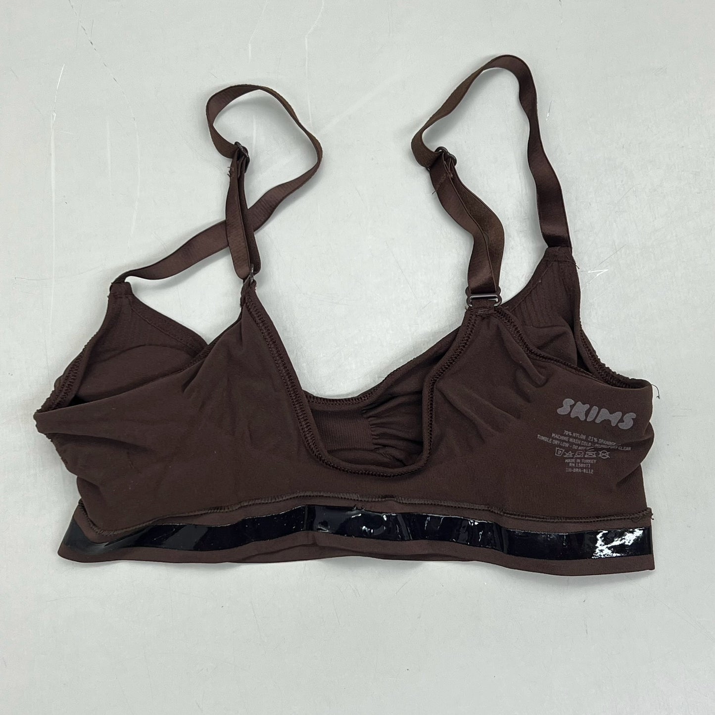 SKIMS Strong Support Seamless Sculpt Bralette Pique Stitching Women's Sz S Cocoa