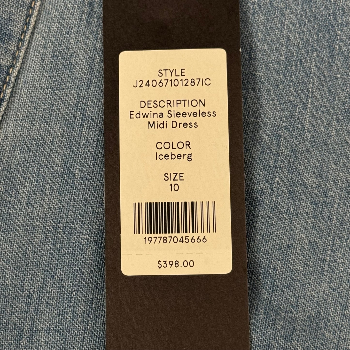 VERONICA BEARD Jeans Edwina Sleeveless Midi Dress Sz-10 Iceberg J24067101287IC