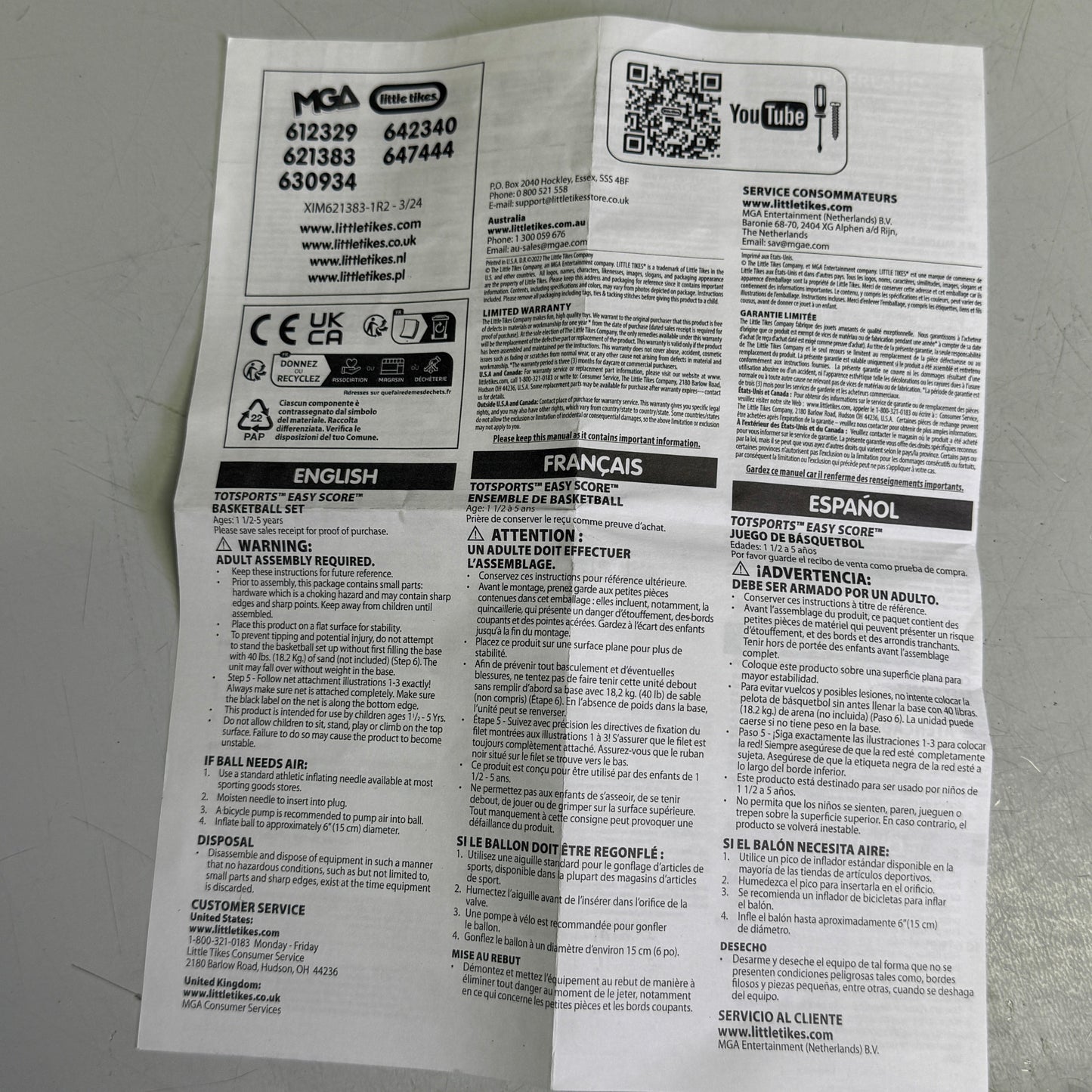 ZA@ LITTLE TIKES TotSports Easy Score Adjustable Kid’s Basketball Set 612329M81X1 A