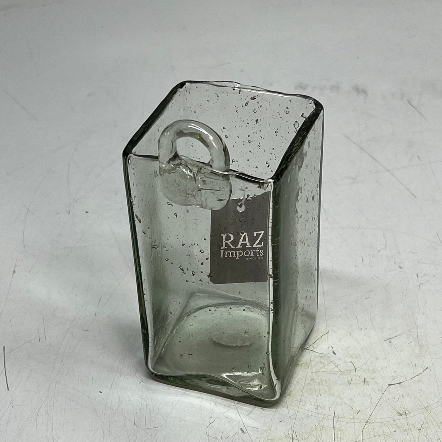 ZA@ RAZ IMPORTS Ripple Glass Wall Vase W/ Back Hoop 6"x3" Clear/Bubble 4419560
