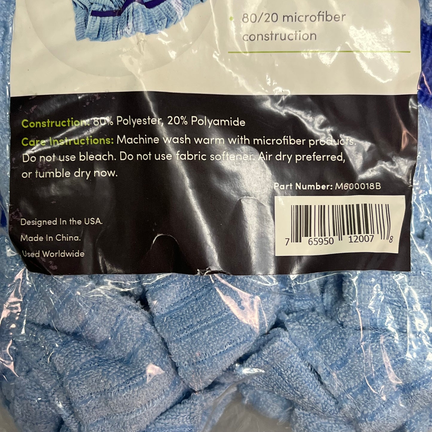 SMART CHOICE  (6 PACK) Professional Microfiber Tube Mop Head 18oz Blue M600018B