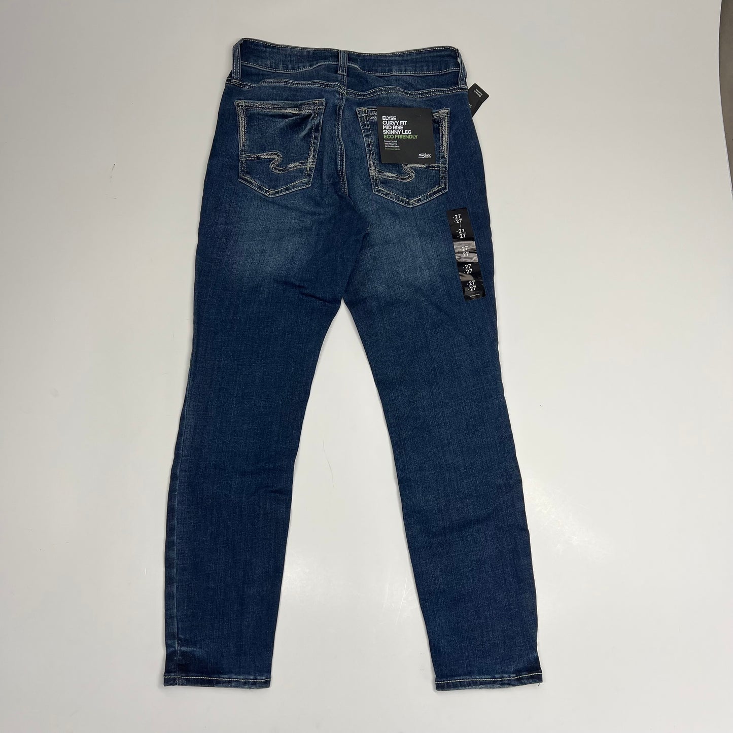 SILVER JEANS CO Elyse Curvy Fit Mid Rise Skinny Leg Jean Womens Sz 27/27 Indigo