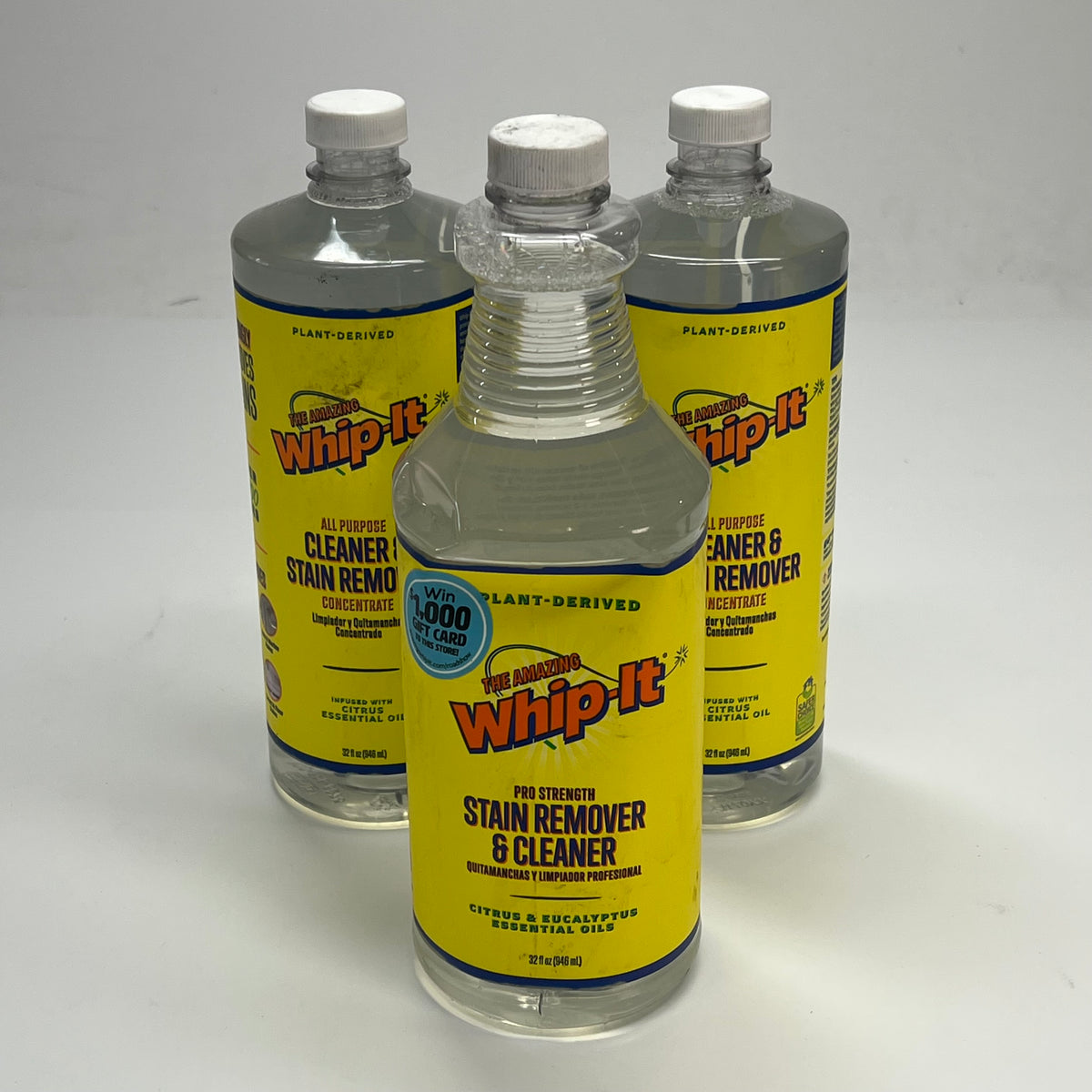ZA@ WHIP-IT (3 PACK) All Purpose Cleaner & Stain Remover Concentrate & Pro Strength Stain Remover 32 fl oz w/ Spray Nozzle (As-Is)