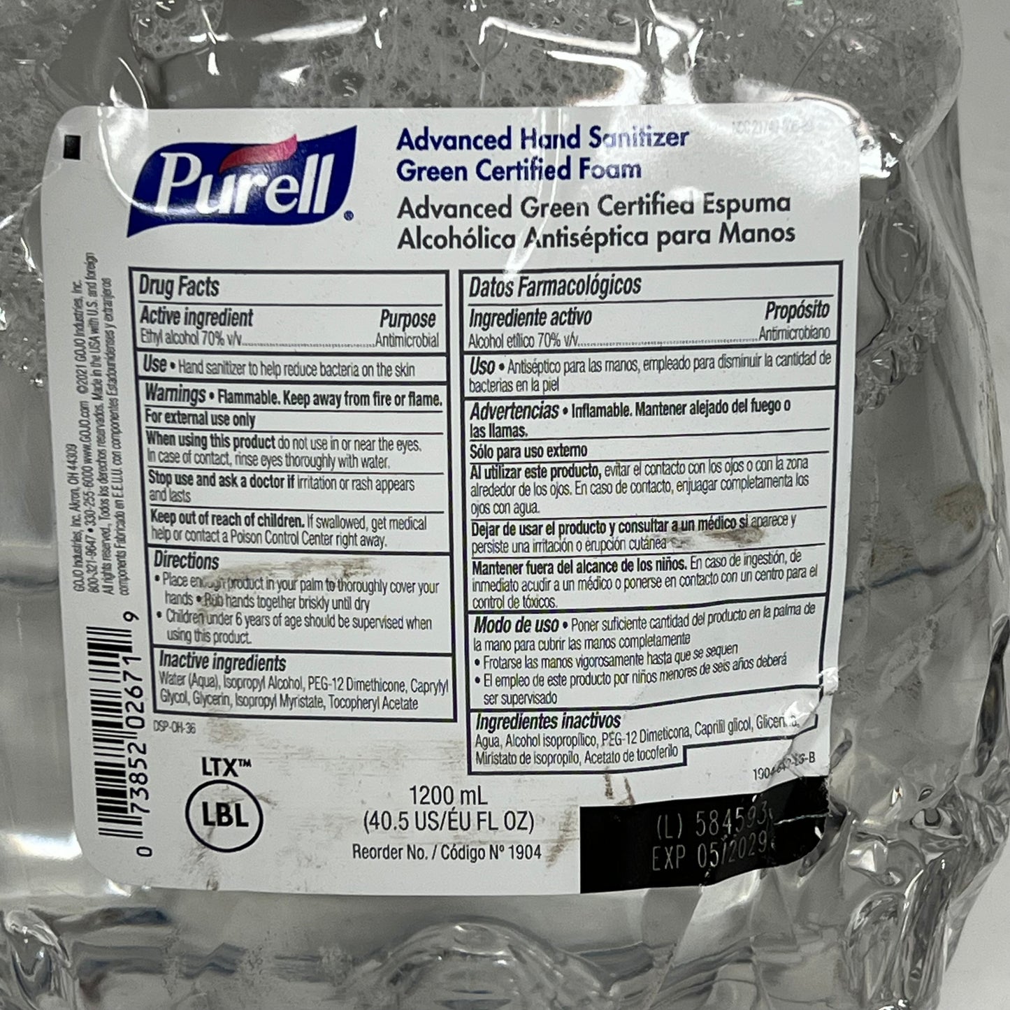 PURELL (2 PACK) Advanced Hand Sanitizer Refills 40.5 Fl Oz Clear 1904-02