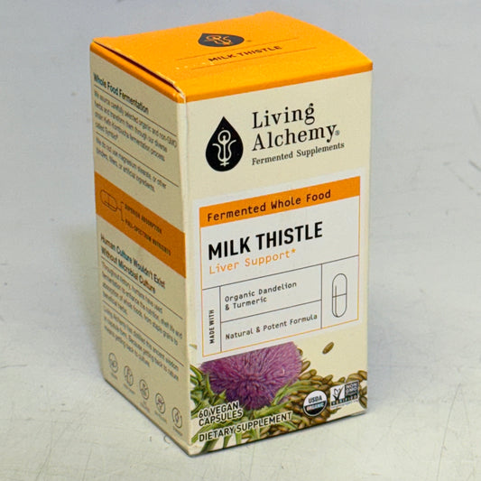LIVING ALCHEMY Milk Thistle Liver Support BB 08/27 - 60 Vegan Capsules